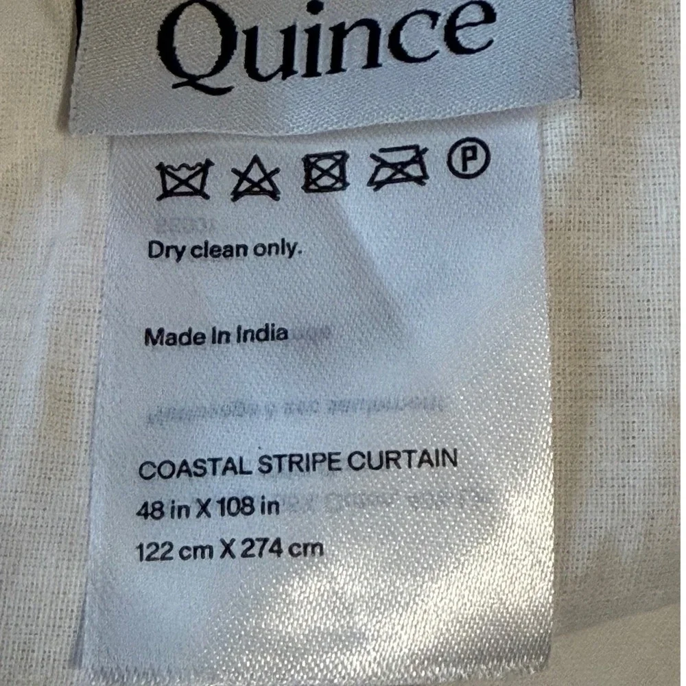 Quince Coastal Stripe Curtain Home Womens Size 48x108 Grey Linen Cotton Blend